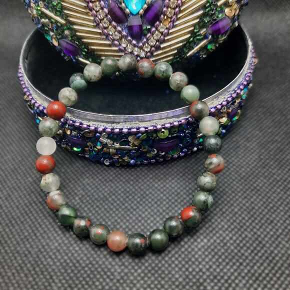 Bloodstone Gemstone Bracelet Artisan Made Beaded 6mm Stretch Unisex Boho New - Picture 6 of 11